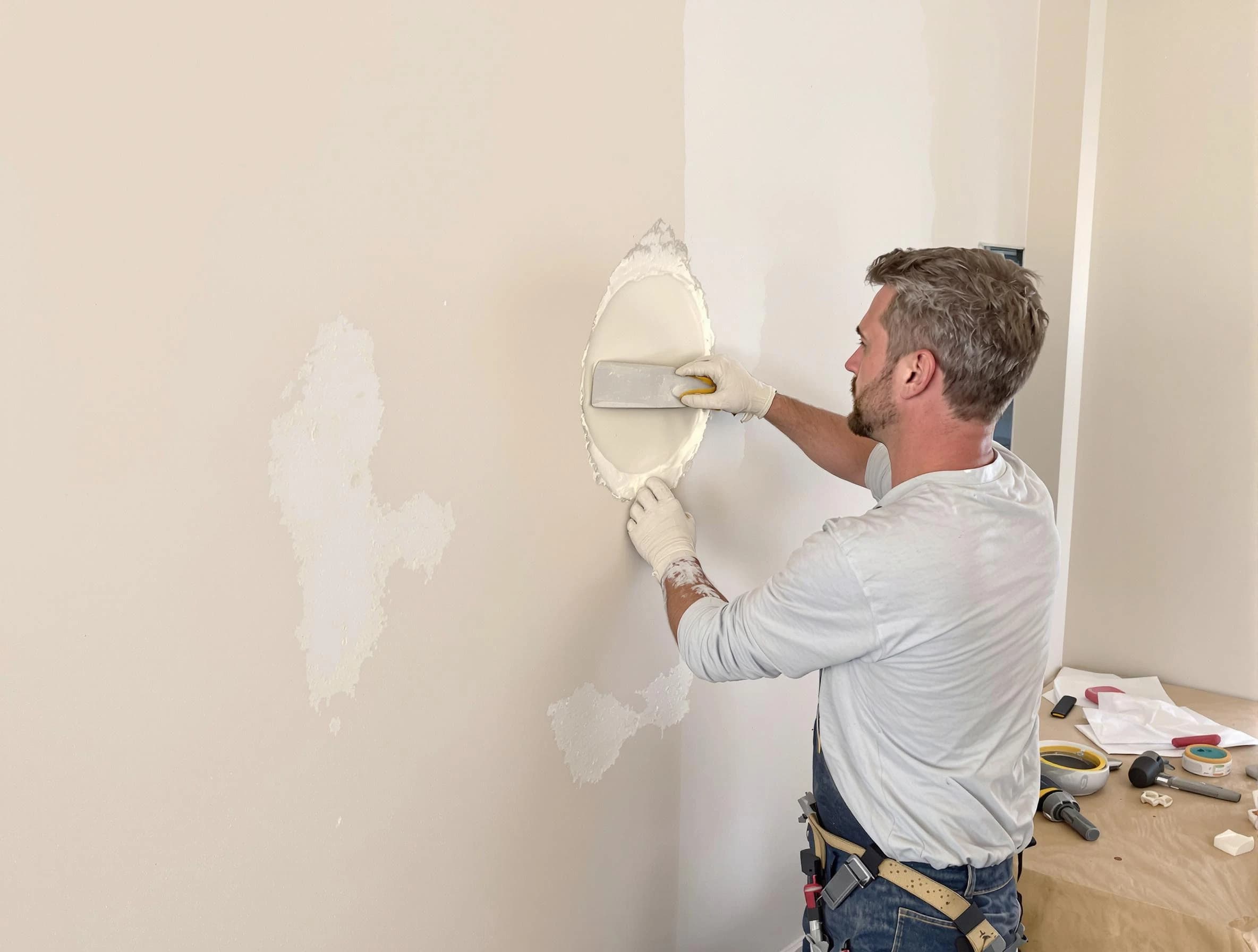 Paradise Valley House Painters technician patching a drywall hole in Paradise Valley, AZ