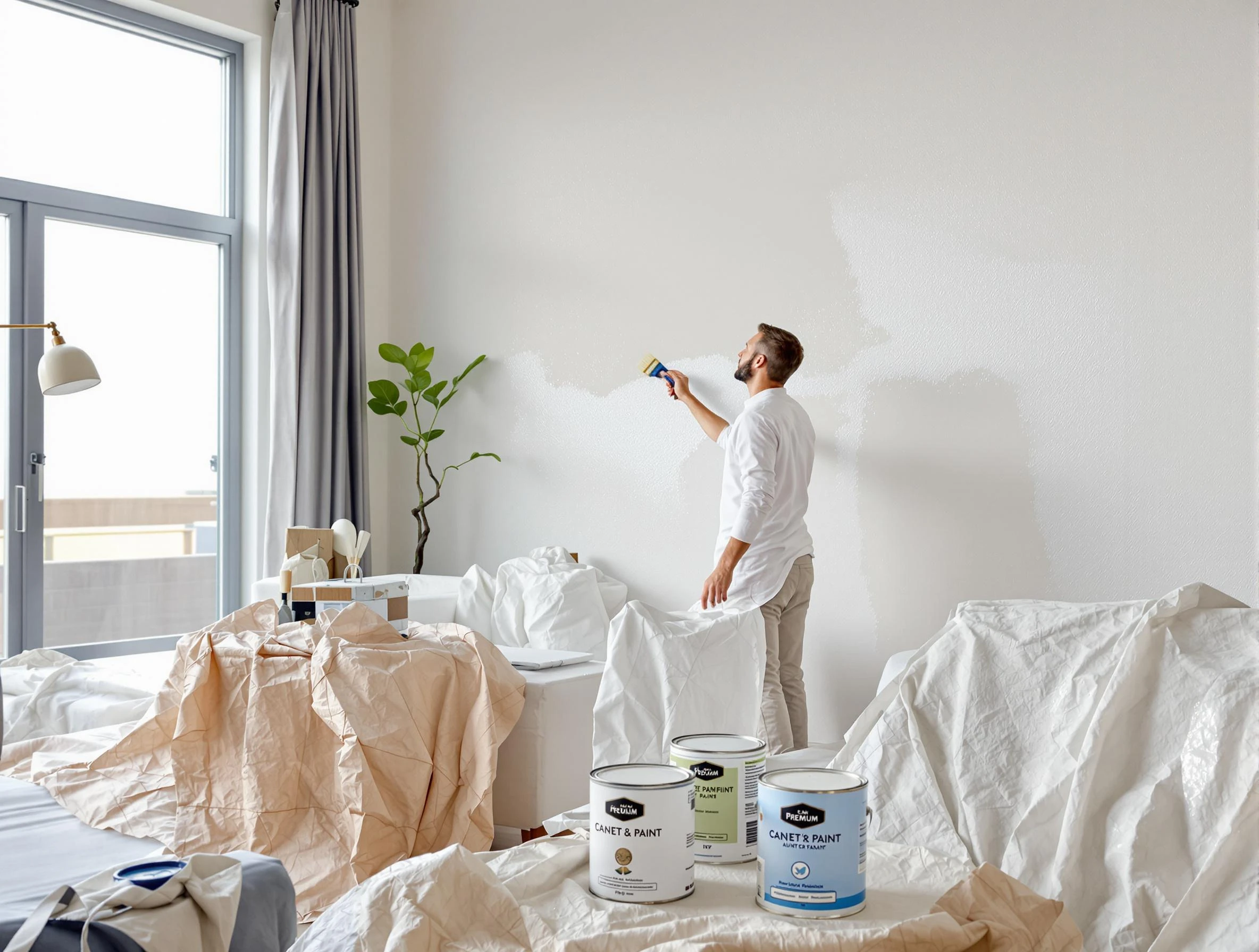 Paradise Valley House Painters team carefully painting an interior wall in Paradise Valley, AZ