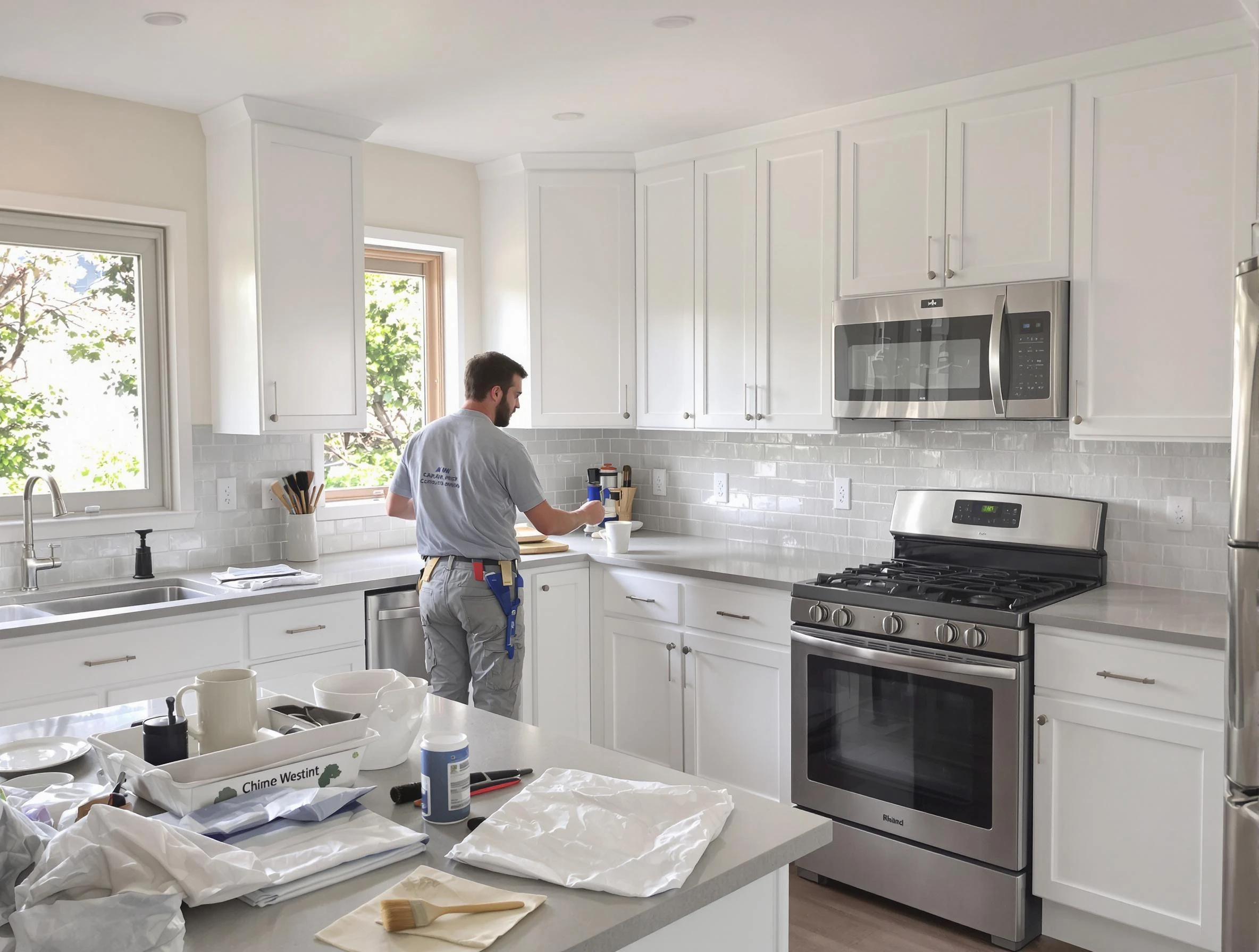 Paradise Valley House Painters applying fresh paint on kitchen cabinets in Paradise Valley