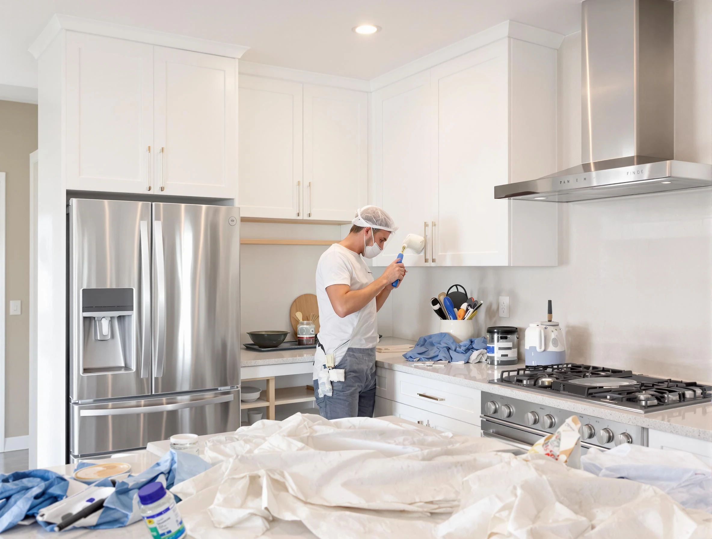 Paradise Valley House Painters painter applying a fresh coat in a kitchen located in Paradise Valley, AZ